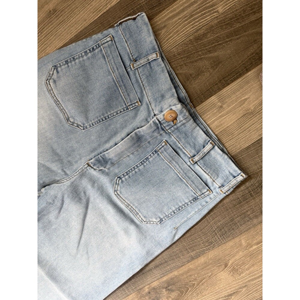 Anthropologie The Colette Crop Wide-Leg Jeans Women Light Wash Blue Size 32x25.5 - Picture 3 of 11